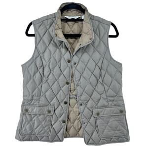 Eddie Bauer Goose Down Quilted Vest snap front brown outdoor equestrian size m
